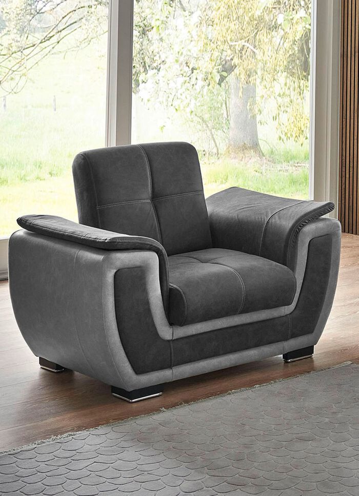 Polsterm&ouml;bel mit Liegefunktion und Bettkasten ANTHRAZIT-GRAU