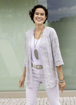 Strickjacke mit Mustermix im Wellendessin HELLGRAU