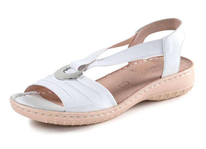 ELENA EDEN, leichte Damen-Sandalen, Weite H, mit Elastik-Bandage WEISS