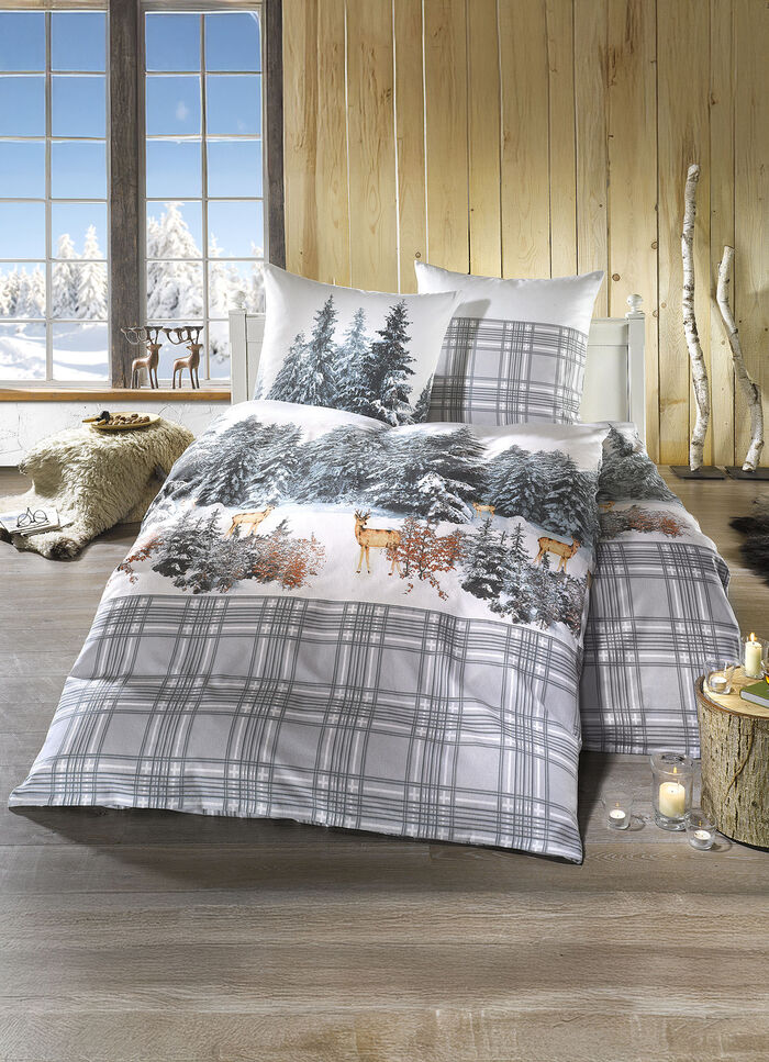 «irisette» Bettwäsche-Garnitur Winterlandschaft GRAU