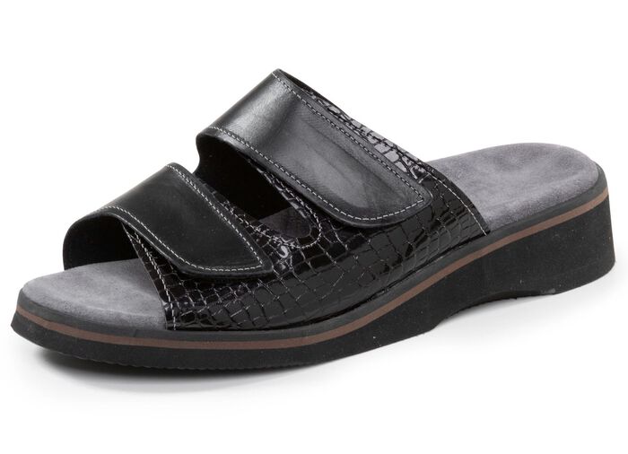 Komfortable Damen-Pantoletten, Weite K, mit Klettverschluss 