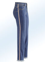 Jeans mit modischem Zierband JEANSBLAU-ECRU-ORANGE