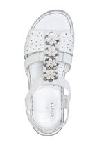 ELENA EDEN, sommerliche Damen-Sandalen, Weite G, aus Leder WEISS-SILBER