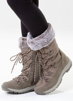 Gefütterte Damen-Stiefel, Winterschuhe, mit Reissverschluss TAUPE
