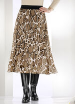 Rock mit Sonnenplissee-Falten COGNAC-BEIGE