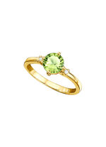 Massiver Damenring mit echt Peridot und 2 Diamanten 