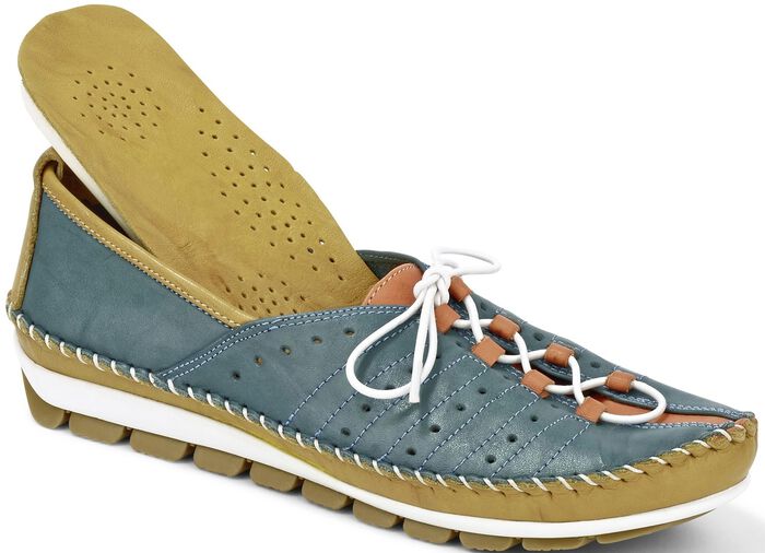 Gemini Mokassin-Slipper aus angenehmem Leder JEANS-MAIS-ORANGE