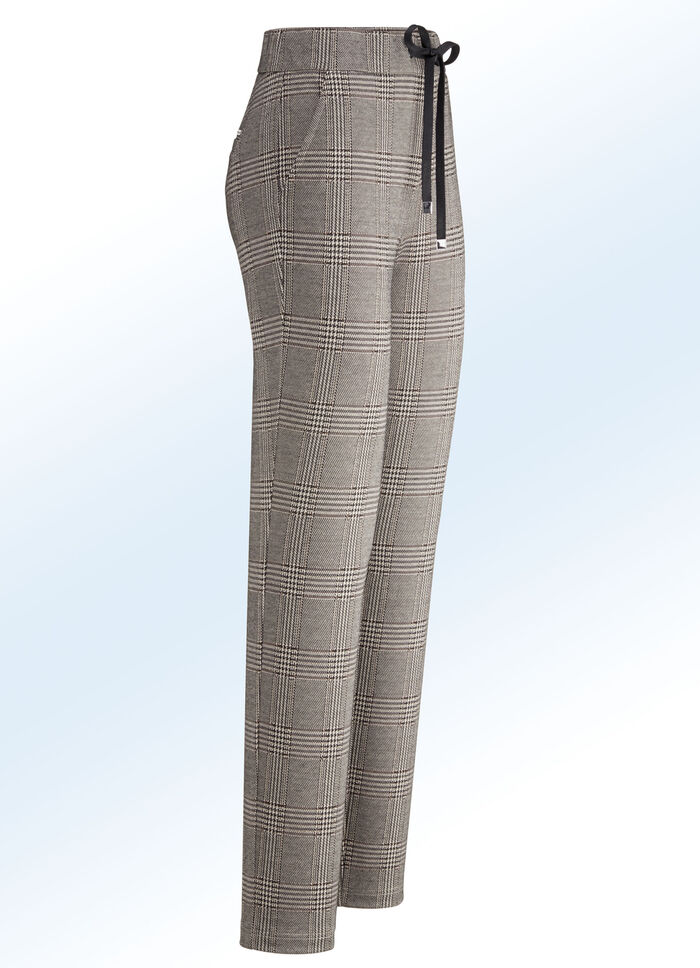 Jerseyhose in aktuellen Karodessinierungen BRAUN-SCHWARZ