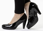 Andrea Conti, schicke Damen-Pumps, aus glänzendem Lackmaterial SCHWARZ