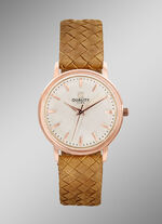 Quartz-Damenuhr mit rosévergoldetem Metallgehäuse 