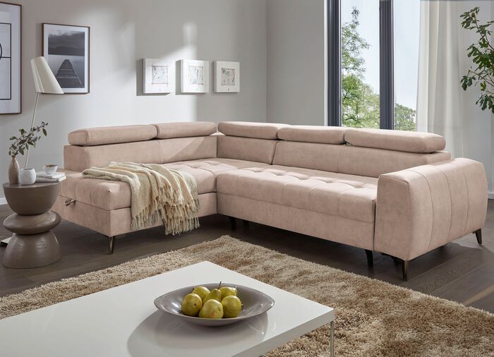 Moderne Polsterecke mit Bettfunktion CREME