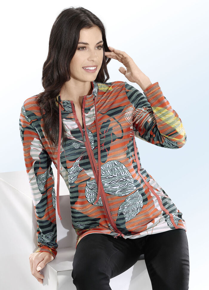 Shirtjacke mit durchgehendem Reissverschluss 