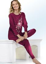 Pyjama, Rundhals mit Bündchen BORDEAUX