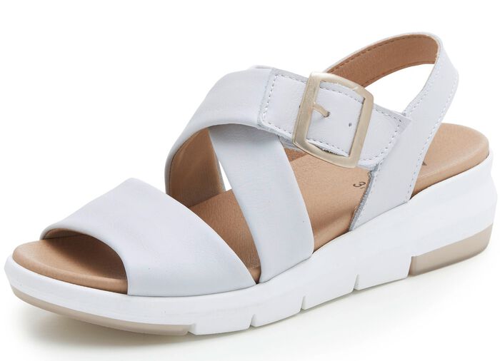 ELENA EDEN Sandale aus Nappaleder EISGRAU