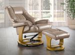 Relaxsessel mit Hocker auf stabilem Holzgrundgestell 