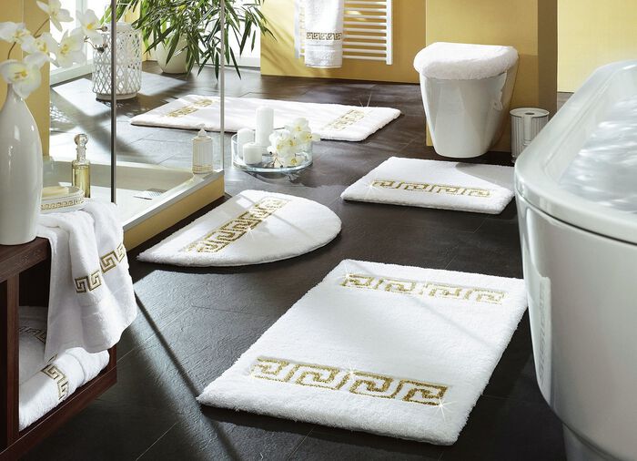 &laquo;RHOMTUFT&raquo; Luxus-Badgarnituren WEISS-GOLD