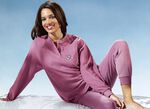 Pyjama aus Frottierstretch, Langarm mit Knopfleiste und Bündchen AZALEE