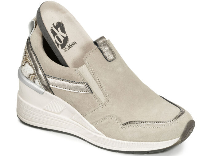 Slipper aus Rind-Veloursleder BEIGE