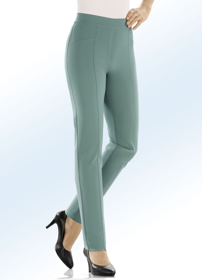 Hose mit h&uuml;bschen Ziersteppungen JADEGR&Uuml;N