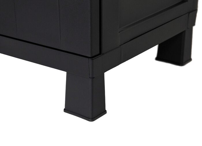 Ger&auml;teschrank Garage mit Holzlamellen-Effekt 