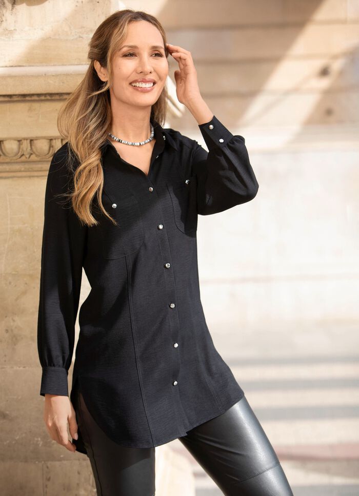 Figurumspielende Longbluse  