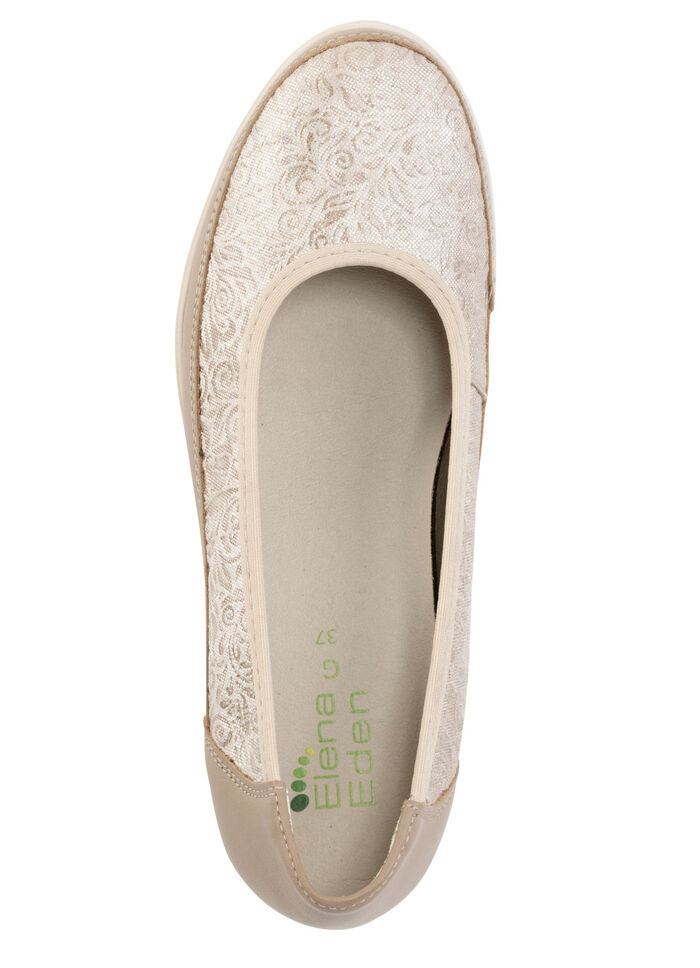ELENA EDEN, bequeme Damen-Ballerinas, Weite G, mit herausnehmbarem Fussbett TAUPE