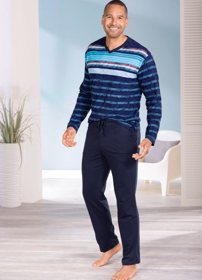 hajo Klimalight-Schlafanzug mit V-Ausschnitt und offenen Abschl&uuml;sen 