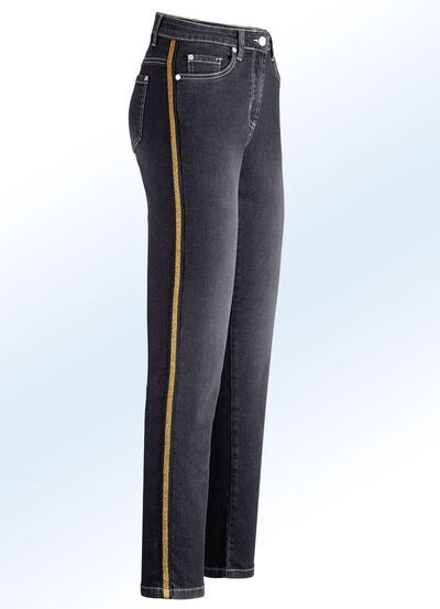 Jeans mit effektvoll funkelndem Zierband 