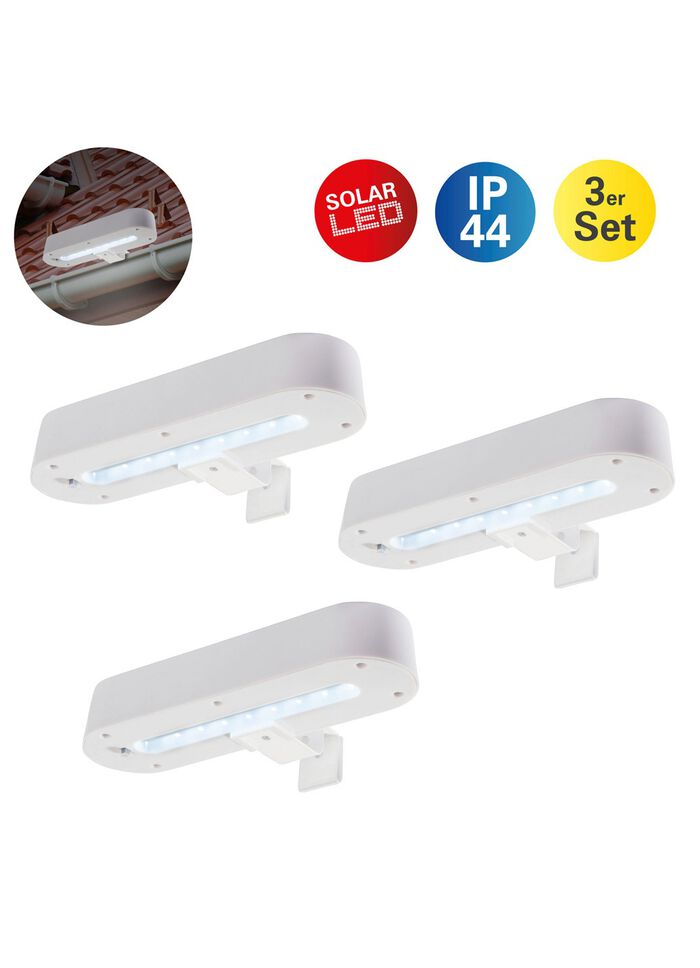 Dachrinnenlampen, 3er Set, mit Halterung aus Stahl 