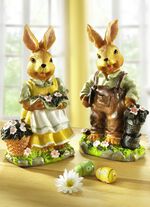 Hasen aus Kunststein, 2er-Set 