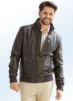 Lederblouson mit Stehkragen 