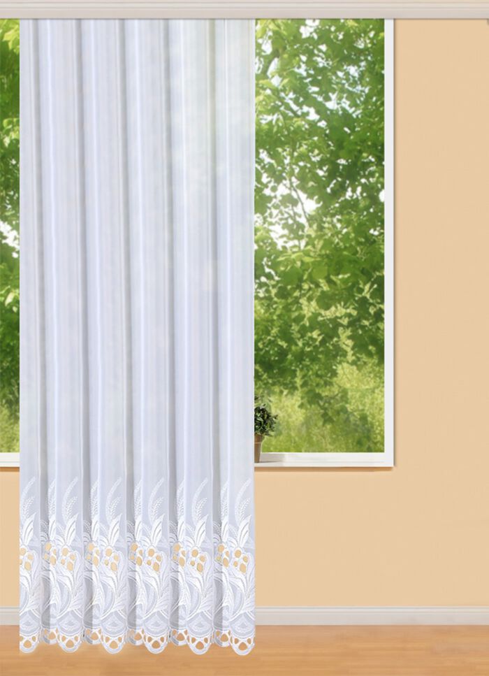 Langvorhang mit hochwertiger Plauener Stickerei 