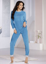 Pyjama aus Frottierstretch mit Strasssteinchen und Bündchen 