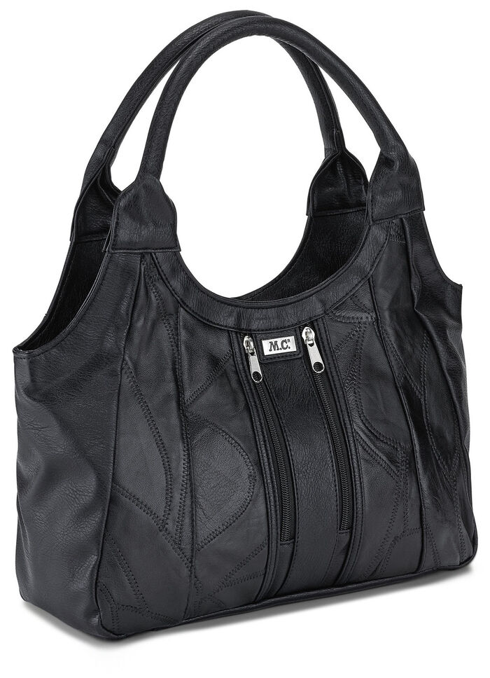 Patchwork-Tasche aus Nappaleder  SCHWARZ