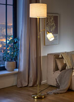 Stehleuchte mit strukturiertem Stoff-Lampenschirm 