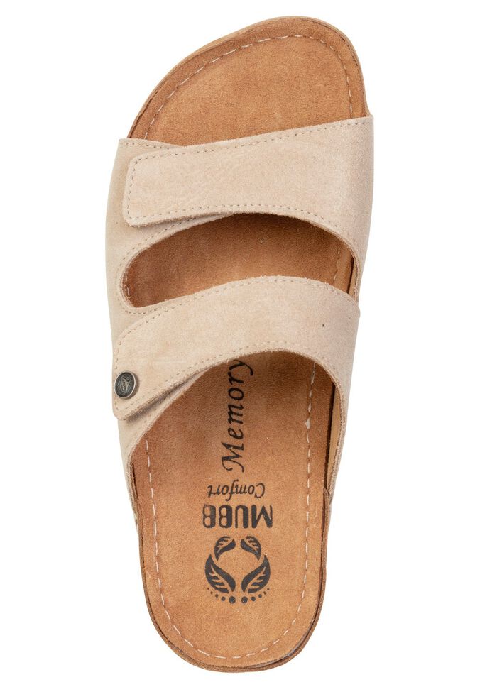 Mubb, bequeme Damen-Pantoletten, Weite H, mit Klettverschluss 