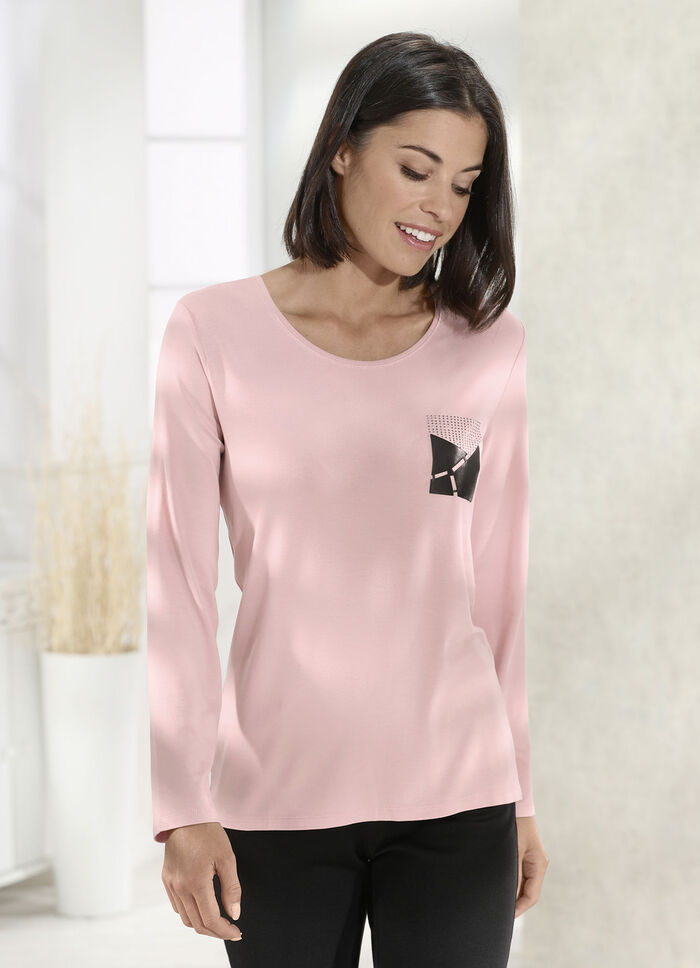 Ansprechendes Shirt mit Applikation in 2 Farben ROSÉ
