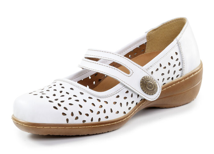 ELENA EDEN, sommerliche Damen-Spangenschuhe, Weite H, mit herausnehmbarem Fussbett WEISS