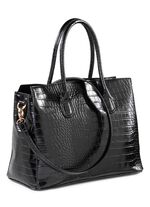 Tasche aus krokogepr&auml;gtem Synthetik SCHWARZ