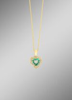 Anh&auml;nger mit synth. Zirkonia und gr&uuml;nen Schmucksteinen 