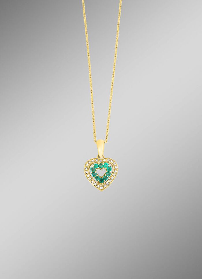 Anh&auml;nger mit synth. Zirkonia und gr&uuml;nen Schmucksteinen 