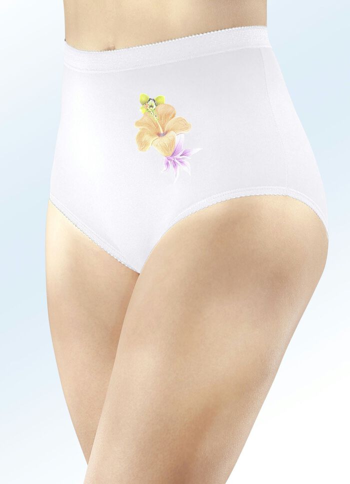 Fünferpack Slips mit Blumenmotiv WEISS