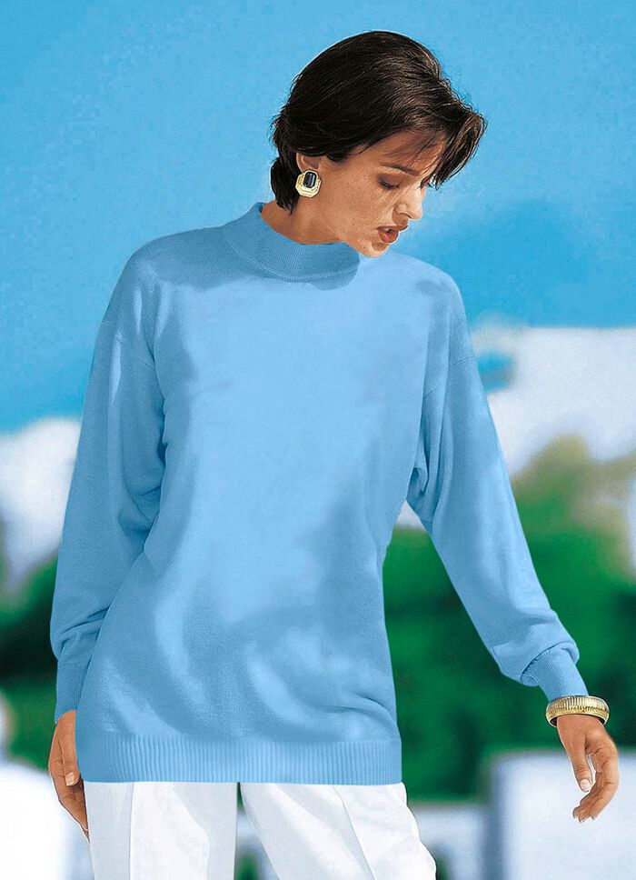 Pullover in Feinstrick mit Schurwolle BLEU