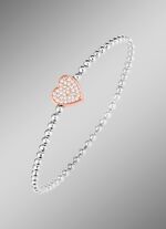 Kugelketten-Armband aus Silber 925/- fein mit Zirkonia-Herz 