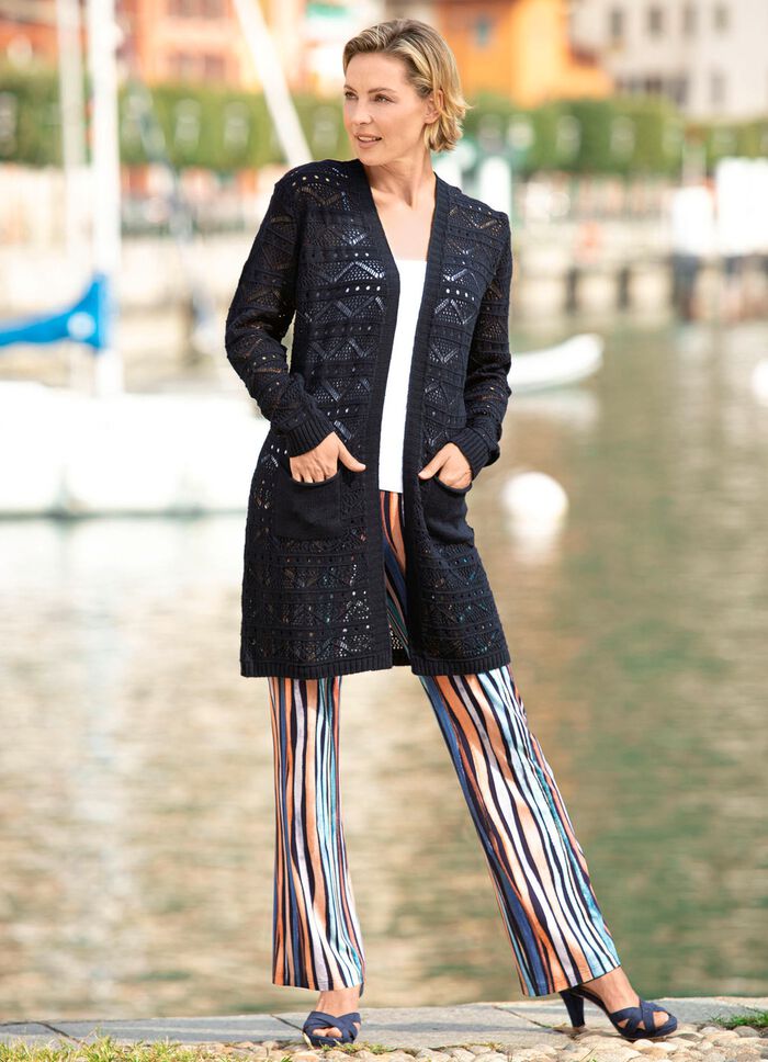 Long-Strickjacke mit Ajourdessin MARINE