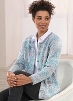 Strickjacke mit dekorativen Knöpfen GRAU-MINT-SEEGRÜN