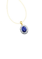 Anhänger mit echten Diamanten und echt blauem Safir 