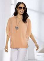 Shirt mit Chiffon-Überwurf in 2 Farben APRICOT