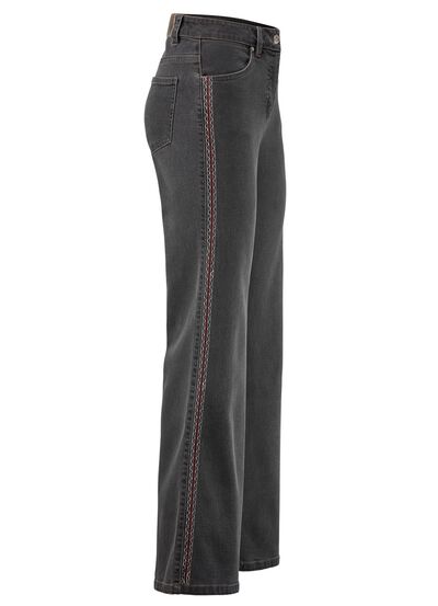 Jeans mit Ziersteppungen im Ethno-Stil 