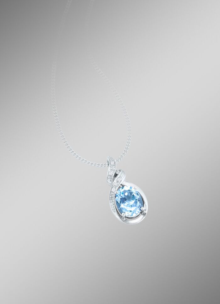 Moderner Anh&auml;nger mit Blautopas und echt Weisstopas 